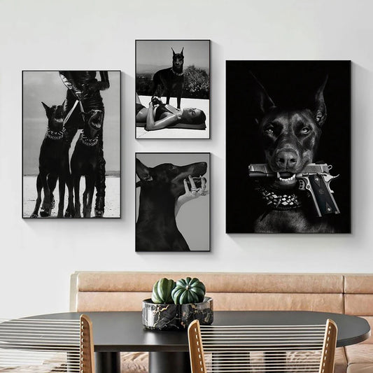 Fashion Sexy Women Wall Art Poster Leopard Dog Art Print Luxury Brand Car Canvas Painting Modern Pictures Living Room Home Decor