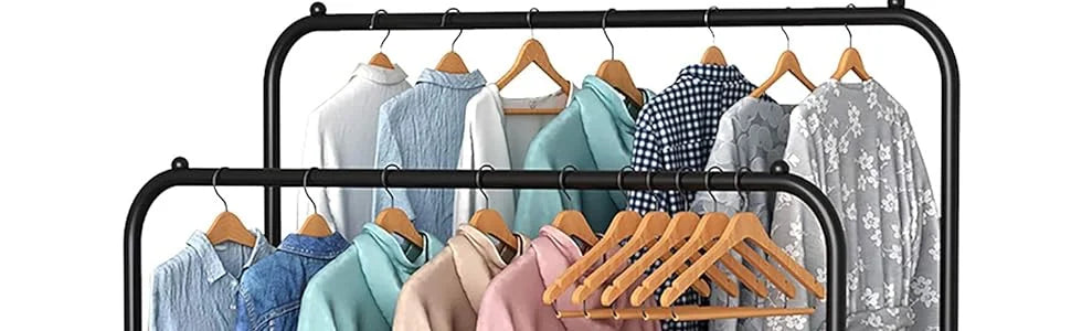 T-Lovendo-Coat Coat Burro Double Rail Rack Clothes Shoes Boxes