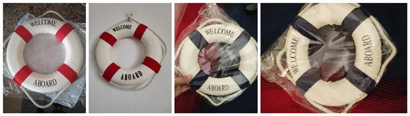 Nautical Style Welcome Decorative Red Blue Life Buoy Home Marine Beach Wall Decoration Life Buoy Crafts Living Room Decoration