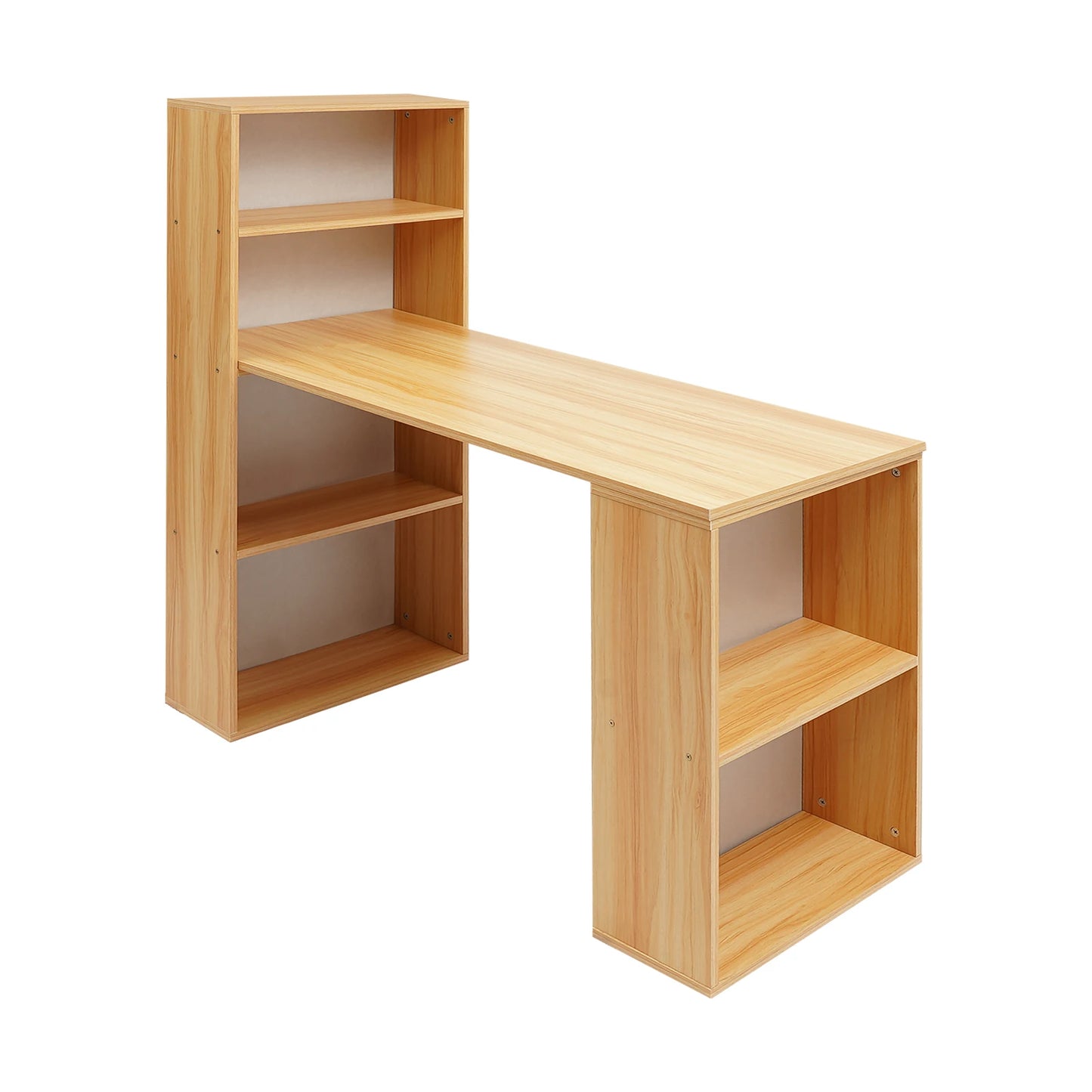 120cm Computer Desk w/Shelves Office Table w/Bookcase Student's Bedroom Desk Children's Learning and Writing Table w/bookshelf