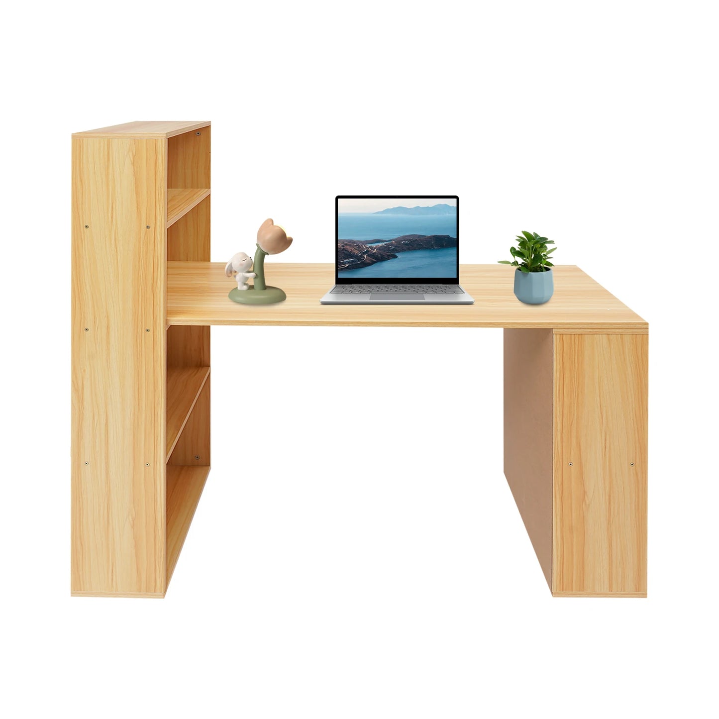 120cm Computer Desk w/Shelves Office Table w/Bookcase Student's Bedroom Desk Children's Learning and Writing Table w/bookshelf