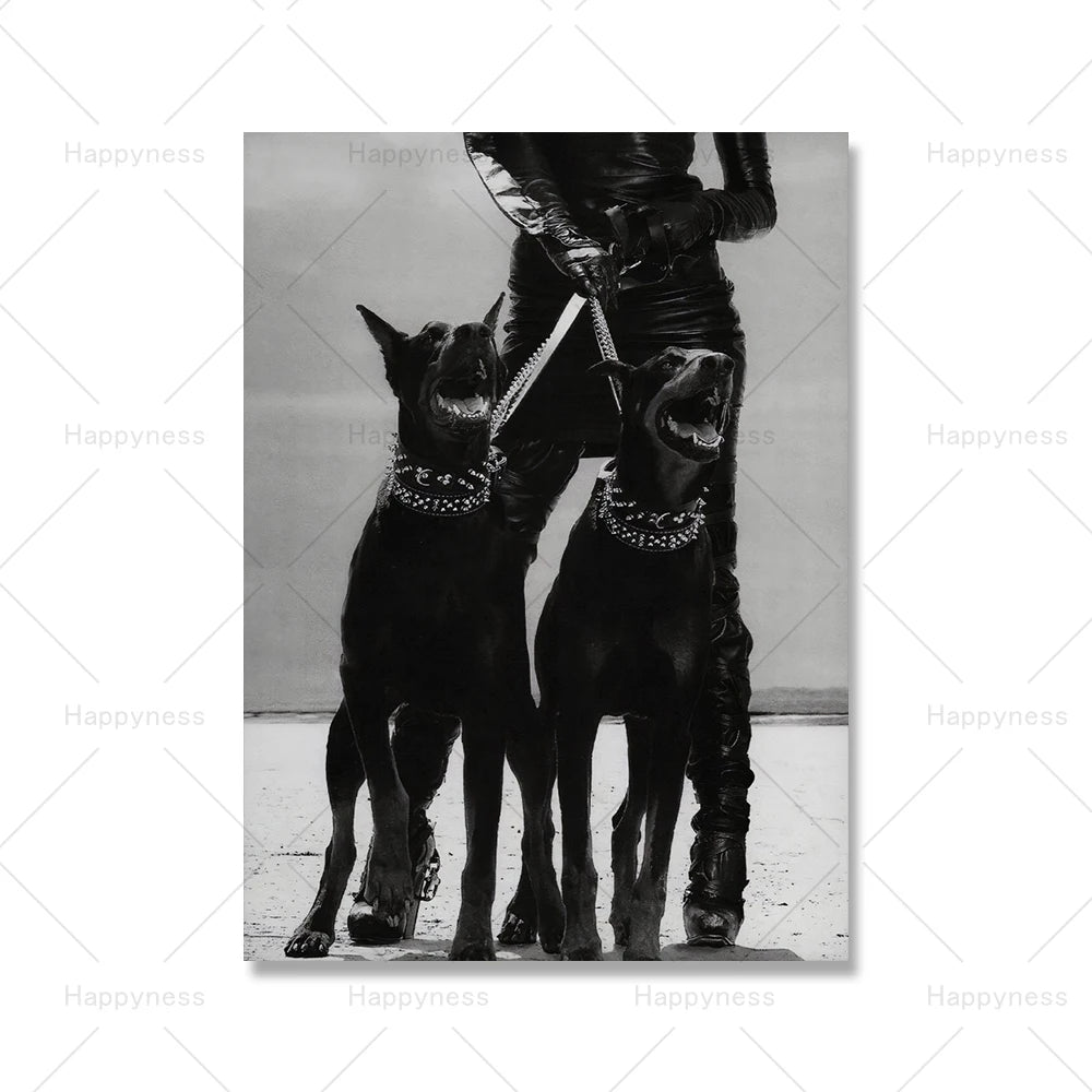 Fashion Sexy Women Wall Art Poster Leopard Dog Art Print Luxury Brand Car Canvas Painting Modern Pictures Living Room Home Decor