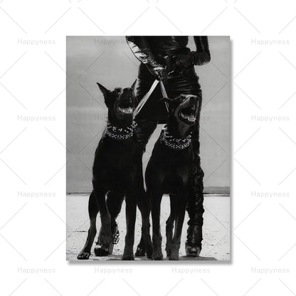 Fashion Sexy Women Wall Art Poster Leopard Dog Art Print Luxury Brand Car Canvas Painting Modern Pictures Living Room Home Decor
