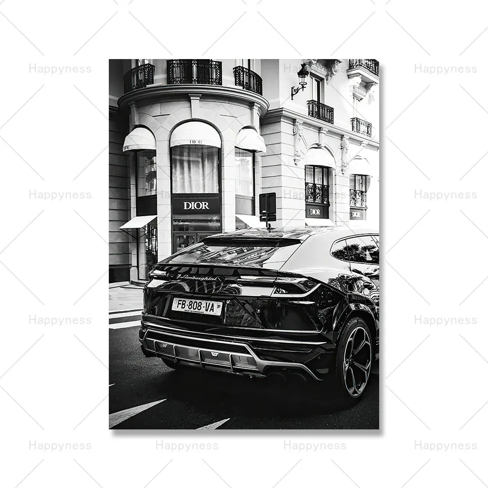 Fashion Sexy Women Wall Art Poster Leopard Dog Art Print Luxury Brand Car Canvas Painting Modern Pictures Living Room Home Decor