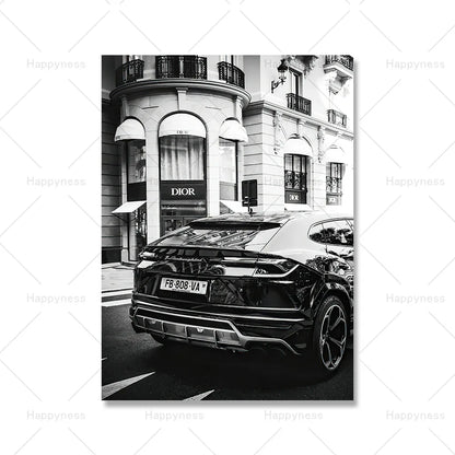 Fashion Sexy Women Wall Art Poster Leopard Dog Art Print Luxury Brand Car Canvas Painting Modern Pictures Living Room Home Decor