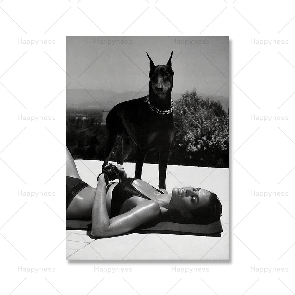 Fashion Sexy Women Wall Art Poster Leopard Dog Art Print Luxury Brand Car Canvas Painting Modern Pictures Living Room Home Decor