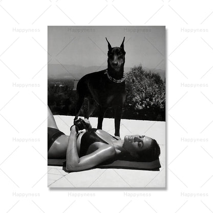 Fashion Sexy Women Wall Art Poster Leopard Dog Art Print Luxury Brand Car Canvas Painting Modern Pictures Living Room Home Decor