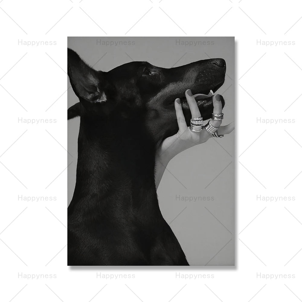 Fashion Sexy Women Wall Art Poster Leopard Dog Art Print Luxury Brand Car Canvas Painting Modern Pictures Living Room Home Decor