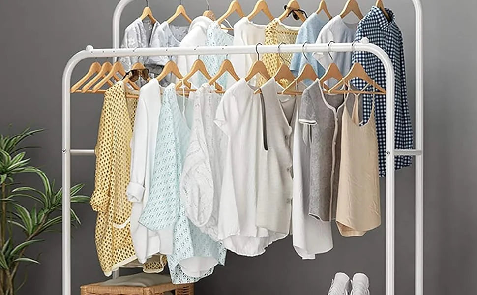 T-Lovendo-Coat Coat Burro Double Rail Rack Clothes Shoes Boxes