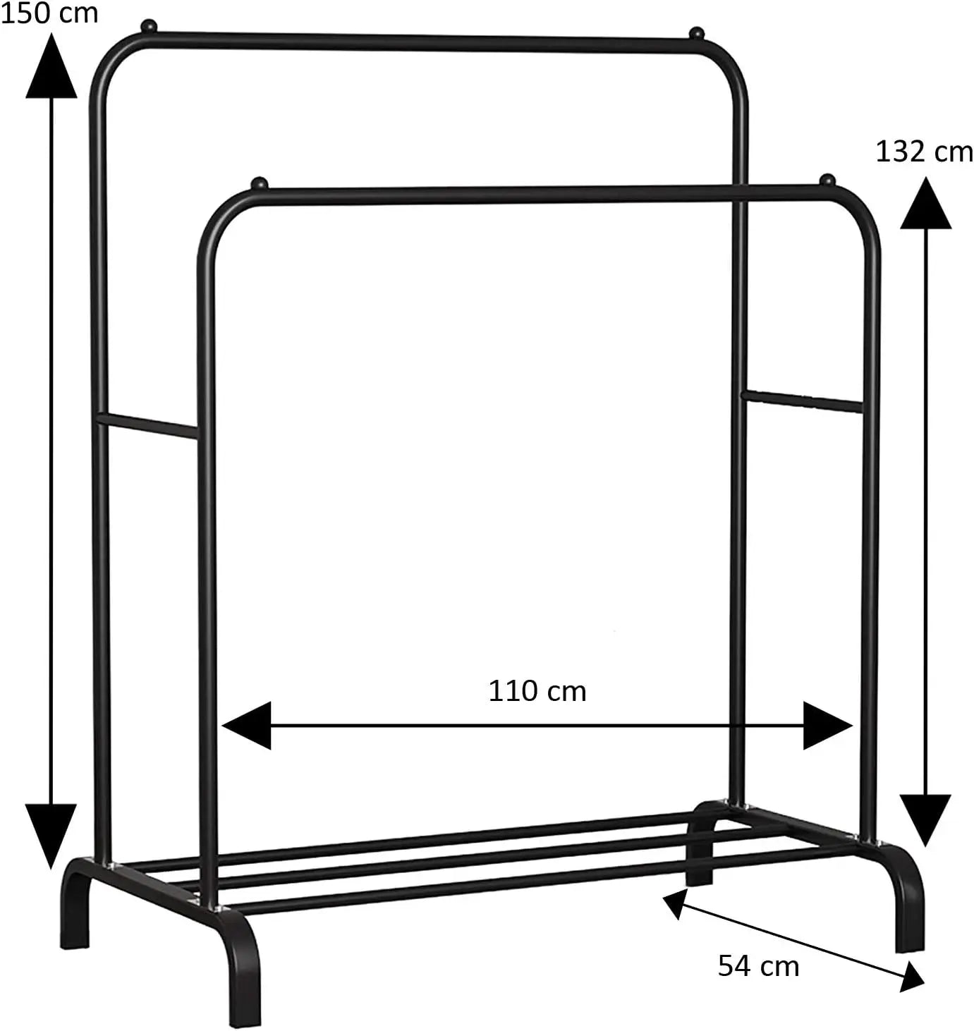 T-Lovendo-Coat Coat Burro Double Rail Rack Clothes Shoes Boxes
