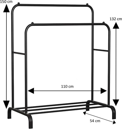 T-Lovendo-Coat Coat Burro Double Rail Rack Clothes Shoes Boxes