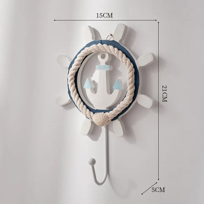 Creative Mediterranean Style Wooden Boat Anchor Hook Bedroom Study Living Room Entrance Hall Door Clothes Hook Wall Decoration
