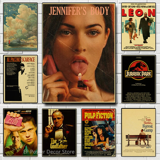 Classic Film Poster Prints Vintage Home Room Art Wall Decor Jennifer's Body/Jaws/Leon Movie Theater Painting Nostalgic Printings