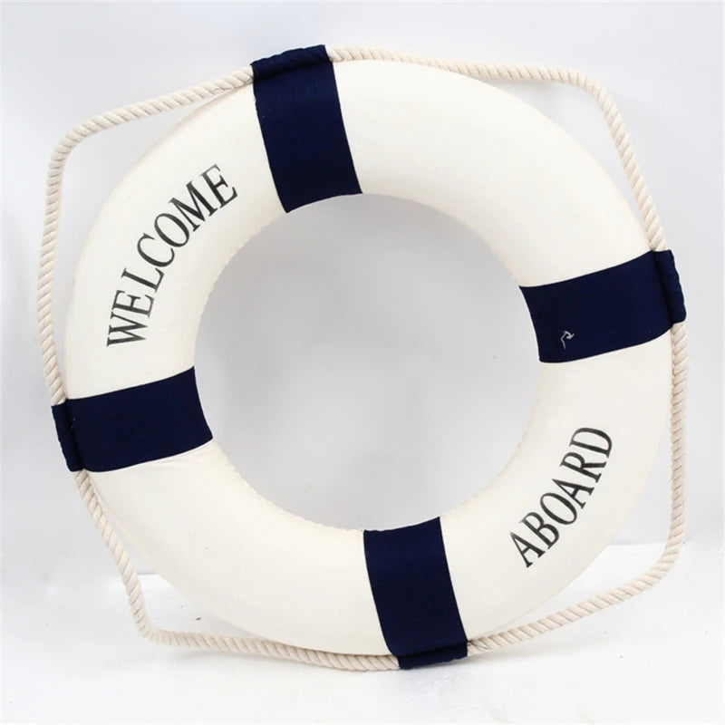 Nautical Style Welcome Decorative Red Blue Life Buoy Home Marine Beach Wall Decoration Life Buoy Crafts Living Room Decoration