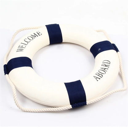 Nautical Style Welcome Decorative Red Blue Life Buoy Home Marine Beach Wall Decoration Life Buoy Crafts Living Room Decoration