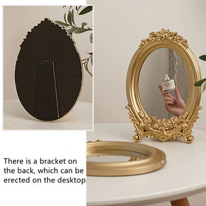 Rustic Carving Frame Gold Mirror Home decor Tray Home Decorative Mirror Bedroom Table Makeup Mirror