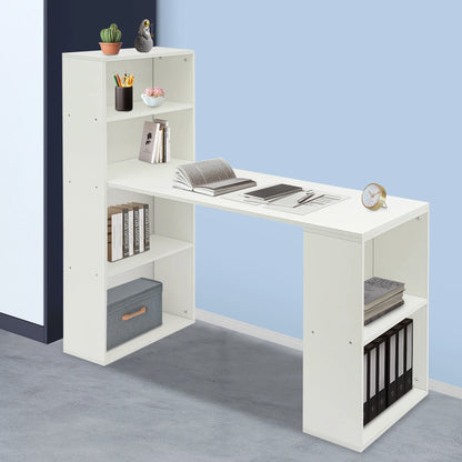 120cm Computer Desk w/Shelves Office Table w/Bookcase Student's Bedroom Desk Children's Learning and Writing Table w/bookshelf