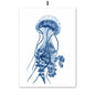 Watercolor Blue Coastal Sea Creatures Posters Prints Octopus Conch Jellyfish Wall Art Canvas Painting Kids Room Home Decor