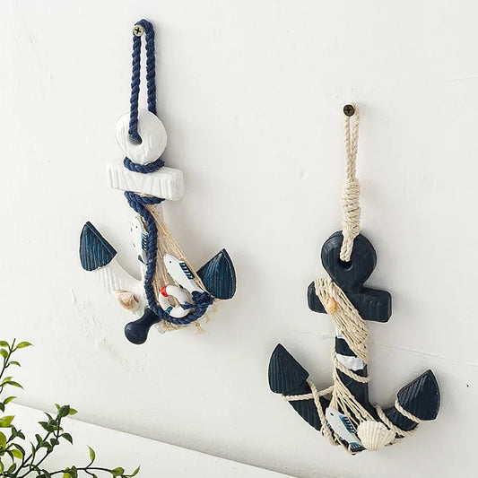 Creative Mediterranean Style Wooden Boat Anchor Hook Bedroom Study Living Room Entrance Hall Door Clothes Hook Wall Decoration