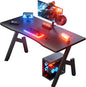 120 x 60 cm, Carbon Fibre Gaming Desk, Ergonomic Desk Table, Computer Table with Mouse Pad, Cup Holder and Headphone Hook