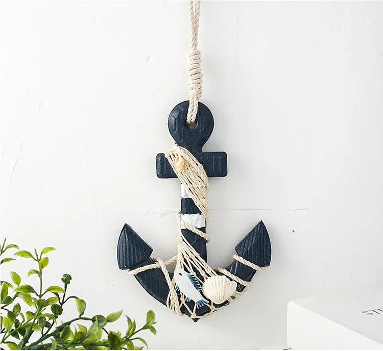 Creative Mediterranean Style Wooden Boat Anchor Hook Bedroom Study Living Room Entrance Hall Door Clothes Hook Wall Decoration