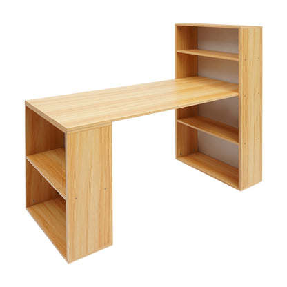 120cm Computer Desk w/Shelves Office Table w/Bookcase Student's Bedroom Desk Children's Learning and Writing Table w/bookshelf