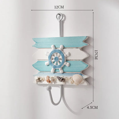 Creative Mediterranean Style Wooden Boat Anchor Hook Bedroom Study Living Room Entrance Hall Door Clothes Hook Wall Decoration