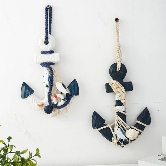 Creative Mediterranean Style Wooden Boat Anchor Hook Bedroom Study Living Room Entrance Hall Door Clothes Hook Wall Decoration