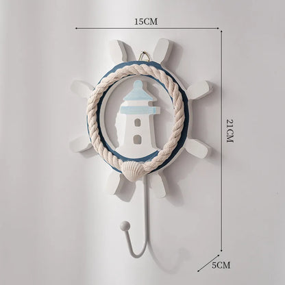 Creative Mediterranean Style Wooden Boat Anchor Hook Bedroom Study Living Room Entrance Hall Door Clothes Hook Wall Decoration
