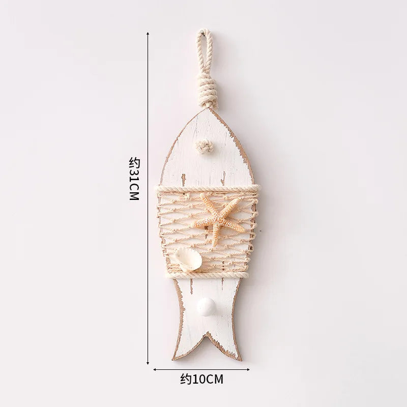 Creative Mediterranean Style Wooden Boat Anchor Hook Bedroom Study Living Room Entrance Hall Door Clothes Hook Wall Decoration