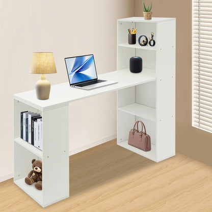 120cm Computer Desk w/Shelves Office Table w/Bookcase Student's Bedroom Desk Children's Learning and Writing Table w/bookshelf