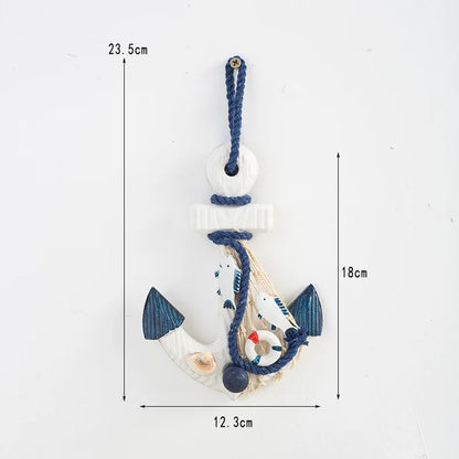 Creative Mediterranean Style Wooden Boat Anchor Hook Bedroom Study Living Room Entrance Hall Door Clothes Hook Wall Decoration