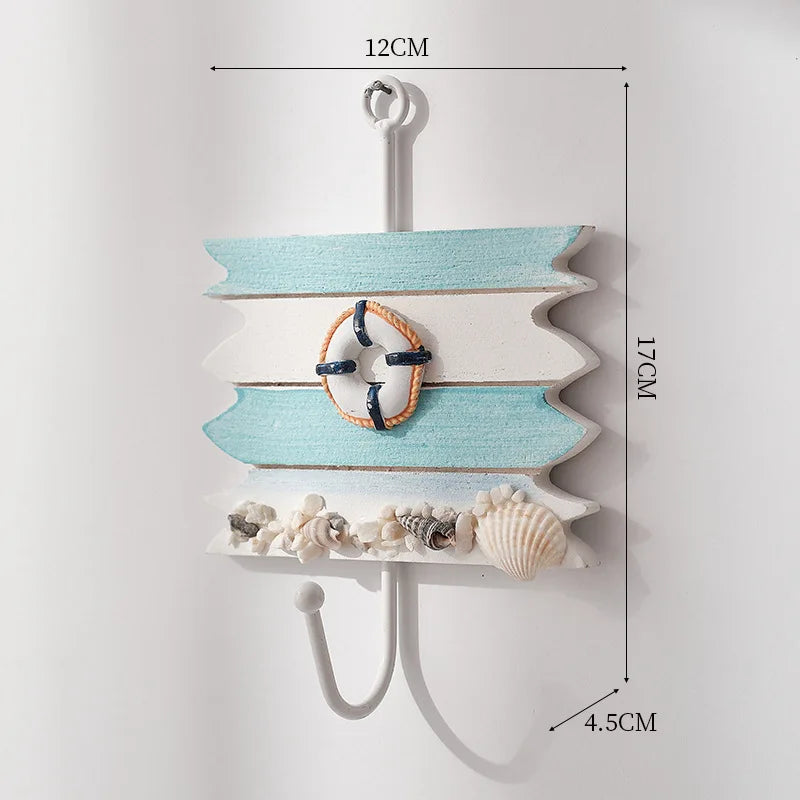 Creative Mediterranean Style Wooden Boat Anchor Hook Bedroom Study Living Room Entrance Hall Door Clothes Hook Wall Decoration